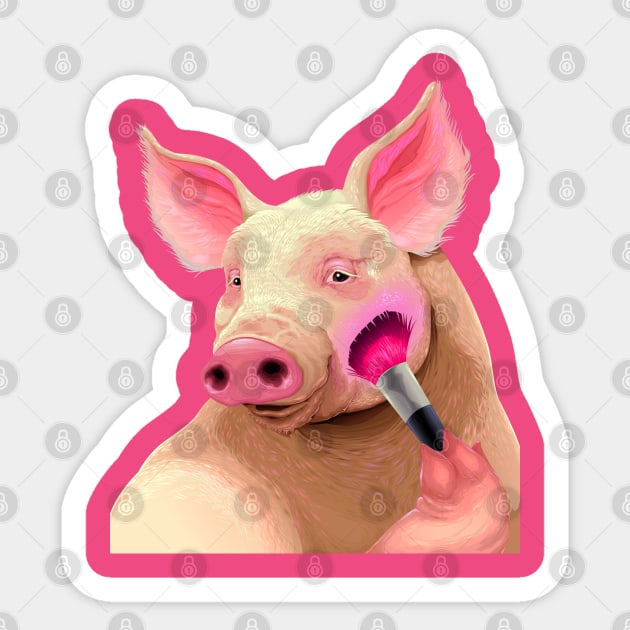 Pig Funny Sticker by Mako Design 